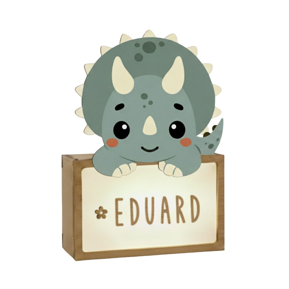 Lámpara infantil DINOSAURIO TRICERATOPS personalizable
